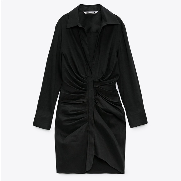 Zara Linen Draped Dress - Picture 4 of 10